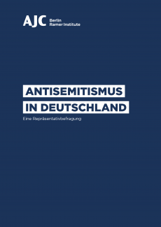 Blaues Cover der Broschüre vom AJC Antisemitismus in Deutschland - Eine Repräsentativbefragung